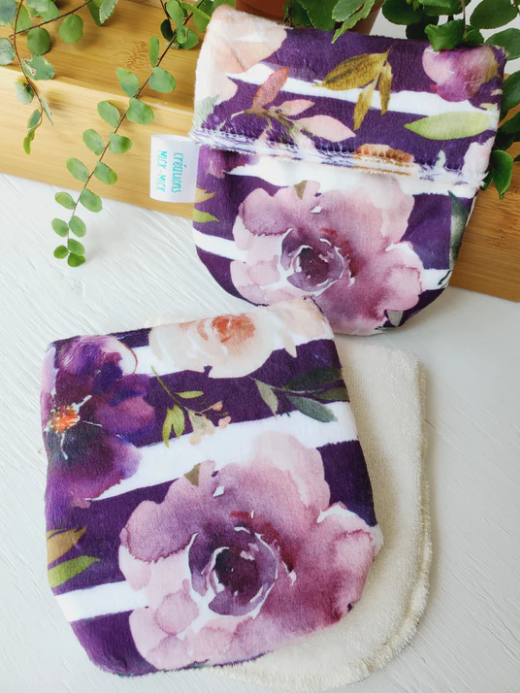 Mitaine de bain Mauve rayée